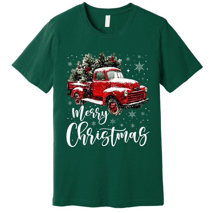 Merry Christmas Red Truck Family Matching Christmas Pajama Premium T-Shirt