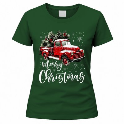 Merry Christmas Red Truck Family Matching Christmas Pajama Women's T-Shirt