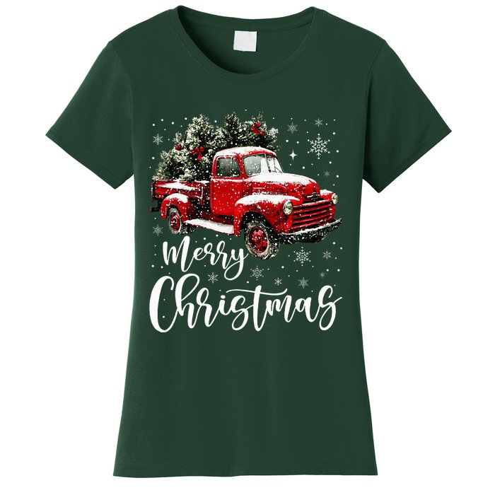 Merry Christmas Red Truck Family Matching Christmas Pajama Women's T-Shirt