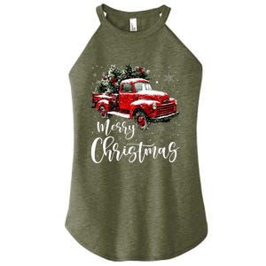 Merry Christmas Red Truck Family Matching Christmas Pajama Women's Perfect Tri Rocker Tank