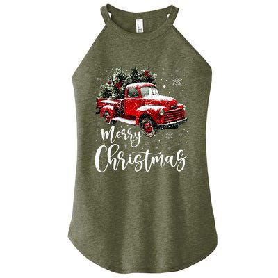 Merry Christmas Red Truck Family Matching Christmas Pajama Women's Perfect Tri Rocker Tank