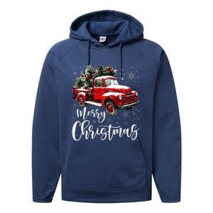 Merry Christmas Red Truck Family Matching Christmas Pajama Performance Fleece Hoodie