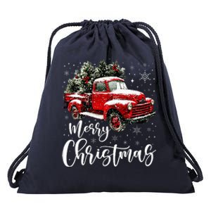 Merry Christmas Red Truck Family Matching Christmas Pajama Drawstring Bag