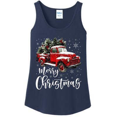 Merry Christmas Red Truck Family Matching Christmas Pajama Ladies Essential Tank