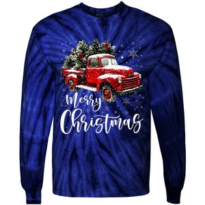 Merry Christmas Red Truck Family Matching Christmas Pajama Tie-Dye Long Sleeve Shirt