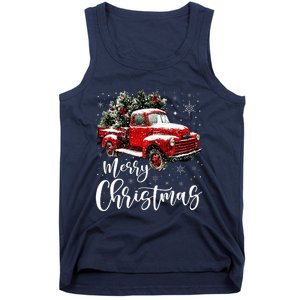 Merry Christmas Red Truck Family Matching Christmas Pajama Tank Top