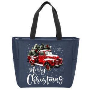 Merry Christmas Red Truck Family Matching Christmas Pajama Zip Tote Bag