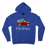 Merry Christmas Red Truck Buffalo Plaid Xmas Retro Vintage Hoodie