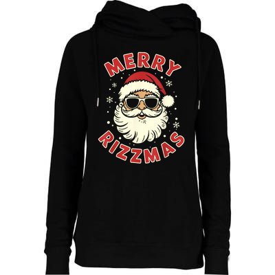 Merry Christmas Rizz Cool Santa Sunglasses Xmas Pjs Womens Funnel Neck Pullover Hood