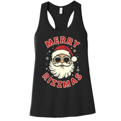 Merry Christmas Rizz Cool Santa Sunglasses Xmas Pjs Women's Racerback Tank