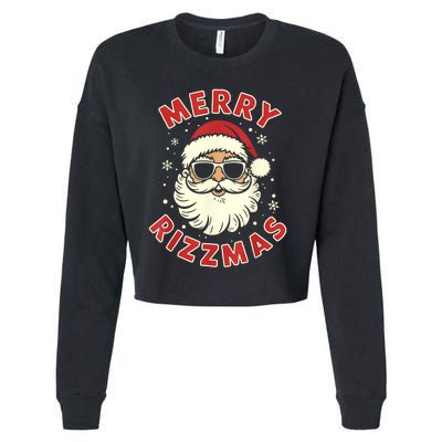 Merry Christmas Rizz Cool Santa Sunglasses Xmas Pjs Cropped Pullover Crew