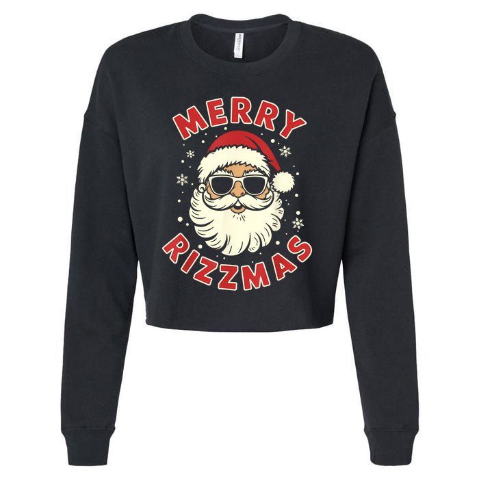 Merry Christmas Rizz Cool Santa Sunglasses Xmas Pjs Cropped Pullover Crew