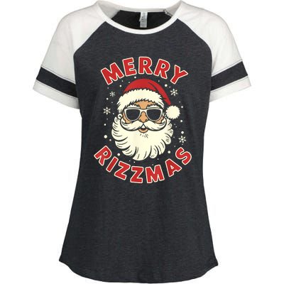 Merry Christmas Rizz Cool Santa Sunglasses Xmas Pjs Enza Ladies Jersey Colorblock Tee