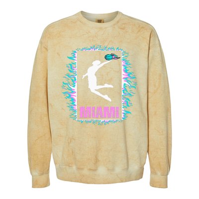 Miami City Retro Vintage Hoops On Fire 305 Baller Southbeach Colorblast Crewneck Sweatshirt