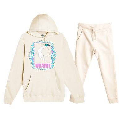 Miami City Retro Vintage Hoops On Fire 305 Baller Southbeach Premium Hooded Sweatsuit Set