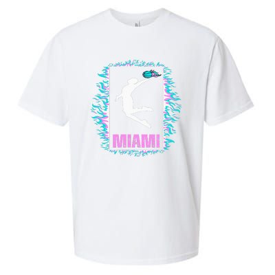 Miami City Retro Vintage Hoops On Fire 305 Baller Southbeach Sueded Cloud Jersey T-Shirt