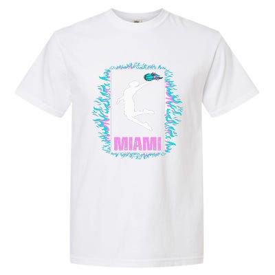 Miami City Retro Vintage Hoops On Fire 305 Baller Southbeach Garment-Dyed Heavyweight T-Shirt