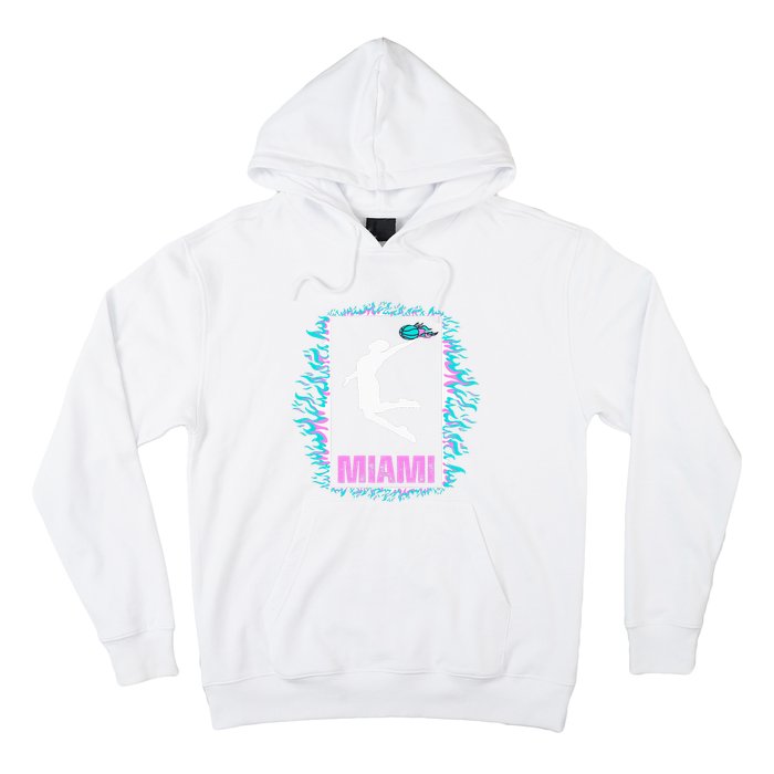 Miami City Retro Vintage Hoops On Fire 305 Baller Southbeach Hoodie