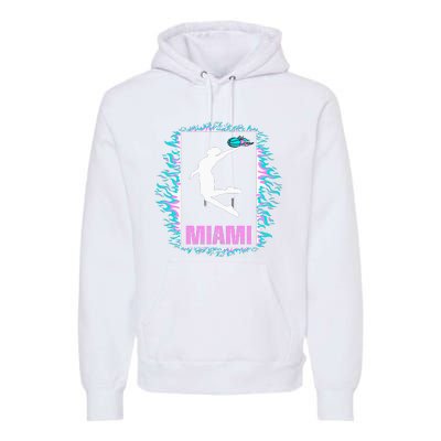 Miami City Retro Vintage Hoops On Fire 305 Baller Southbeach Premium Hoodie