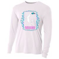 Miami City Retro Vintage Hoops On Fire 305 Baller Southbeach Cooling Performance Long Sleeve Crew