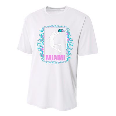 Miami City Retro Vintage Hoops On Fire 305 Baller Southbeach Performance Sprint T-Shirt