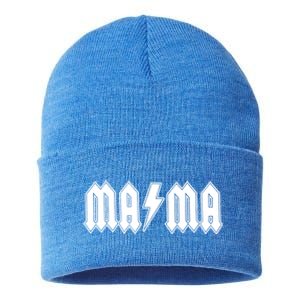 Mama Classic Rock Lightening Bolt Rocker Mom Gift Sustainable Knit Beanie