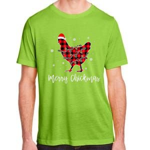 Merry Chickmas Red Plaid Pajama Chicken Santa Hat Chritsmas Cute Gift Adult ChromaSoft Performance T-Shirt