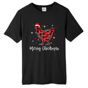 Merry Chickmas Red Plaid Pajama Chicken Santa Hat Chritsmas Cute Gift Tall Fusion ChromaSoft Performance T-Shirt