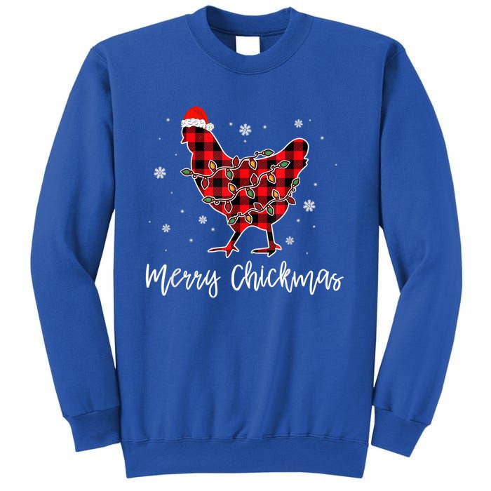 Merry Chickmas Red Plaid Pajama Chicken Santa Hat Chritsmas Cute Gift Sweatshirt