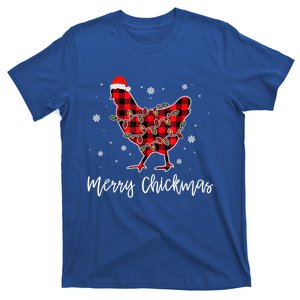 Merry Chickmas Red Plaid Pajama Chicken Santa Hat Chritsmas Cute Gift T-Shirt