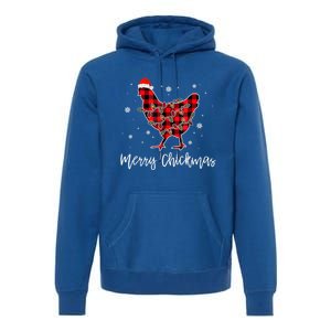 Merry Chickmas Red Plaid Pajama Chicken Santa Hat Chritsmas Cute Gift Premium Hoodie