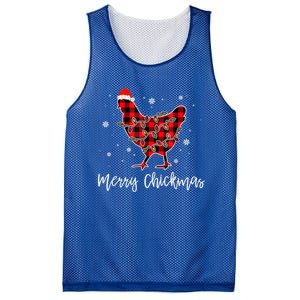 Merry Chickmas Red Plaid Pajama Chicken Santa Hat Chritsmas Cute Gift Mesh Reversible Basketball Jersey Tank