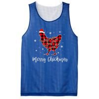 Merry Chickmas Red Plaid Pajama Chicken Santa Hat Chritsmas Cute Gift Mesh Reversible Basketball Jersey Tank