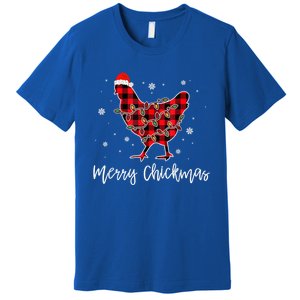 Merry Chickmas Red Plaid Pajama Chicken Santa Hat Chritsmas Cute Gift Premium T-Shirt