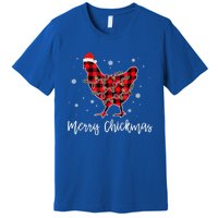 Merry Chickmas Red Plaid Pajama Chicken Santa Hat Chritsmas Cute Gift Premium T-Shirt