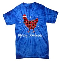 Merry Chickmas Red Plaid Pajama Chicken Santa Hat Chritsmas Cute Gift Tie-Dye T-Shirt