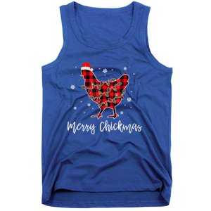 Merry Chickmas Red Plaid Pajama Chicken Santa Hat Chritsmas Cute Gift Tank Top