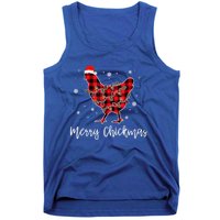 Merry Chickmas Red Plaid Pajama Chicken Santa Hat Chritsmas Cute Gift Tank Top