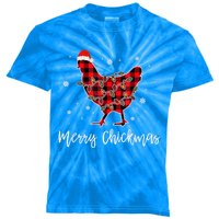 Merry Chickmas Red Plaid Pajama Chicken Santa Hat Chritsmas Cute Gift Kids Tie-Dye T-Shirt