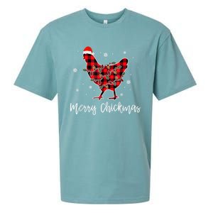 Merry Chickmas Red Plaid Pajama Chicken Santa Hat Chritsmas Cute Gift Sueded Cloud Jersey T-Shirt