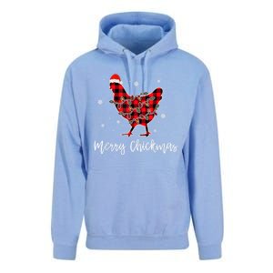 Merry Chickmas Red Plaid Pajama Chicken Santa Hat Chritsmas Cute Gift Unisex Surf Hoodie