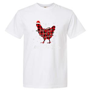 Merry Chickmas Red Plaid Pajama Chicken Santa Hat Chritsmas Cute Gift Garment-Dyed Heavyweight T-Shirt