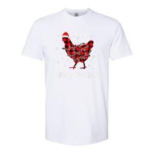 Merry Chickmas Red Plaid Pajama Chicken Santa Hat Chritsmas Cute Gift Softstyle CVC T-Shirt