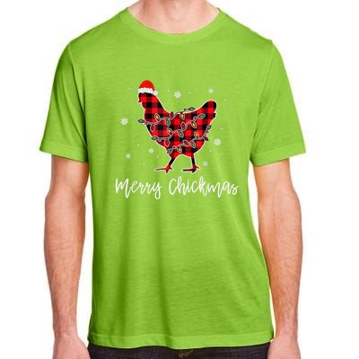 Merry Chickmas Red Plaid Pajama Chicken Santa Hat Chritsmas Meaningful Gift Adult ChromaSoft Performance T-Shirt