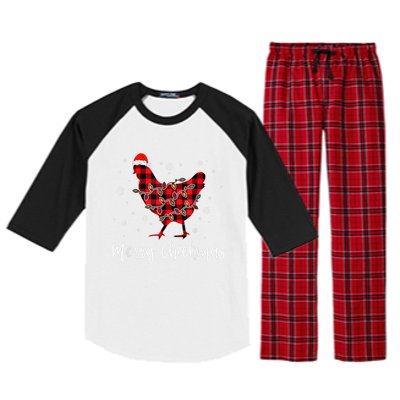 Merry Chickmas Red Plaid Pajama Chicken Santa Hat Chritsmas Meaningful Gift Raglan Sleeve Pajama Set