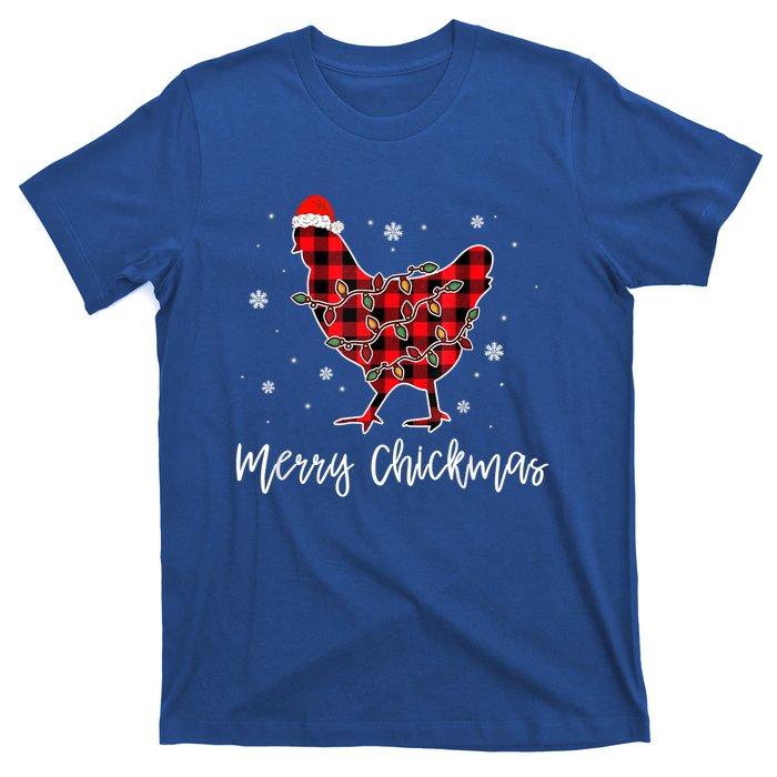 Merry Chickmas Red Plaid Pajama Chicken Santa Hat Chritsmas Meaningful Gift T-Shirt