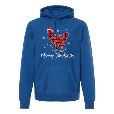 Merry Chickmas Red Plaid Pajama Chicken Santa Hat Chritsmas Meaningful Gift Premium Hoodie