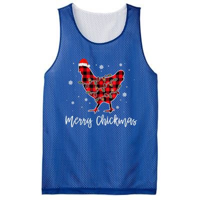 Merry Chickmas Red Plaid Pajama Chicken Santa Hat Chritsmas Meaningful Gift Mesh Reversible Basketball Jersey Tank