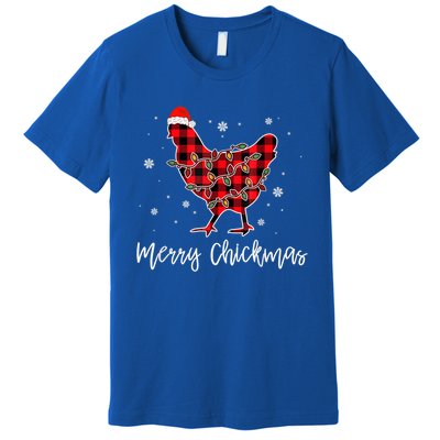 Merry Chickmas Red Plaid Pajama Chicken Santa Hat Chritsmas Meaningful Gift Premium T-Shirt