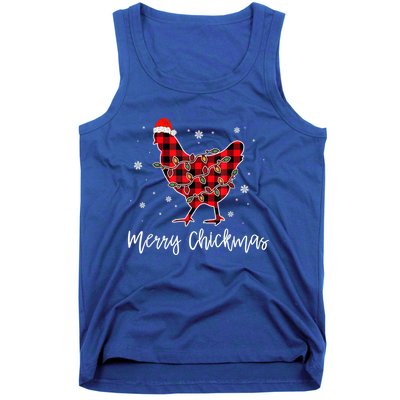 Merry Chickmas Red Plaid Pajama Chicken Santa Hat Chritsmas Meaningful Gift Tank Top